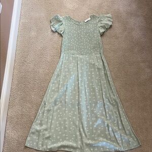 Elodie Green Puff Sleeve A-Line Sundress